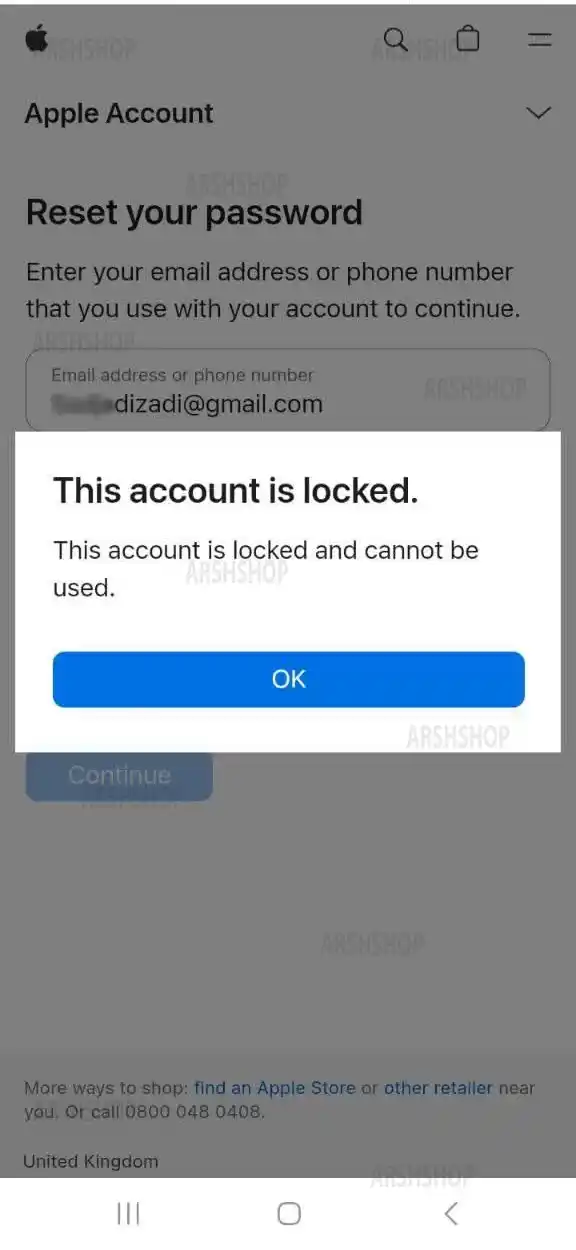 اپل آیدیم قفل شده- خدمات موبایل عرش